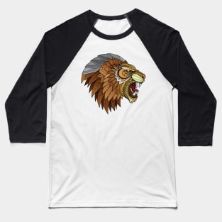 Zentangle Lion Head Baseball T-Shirt
